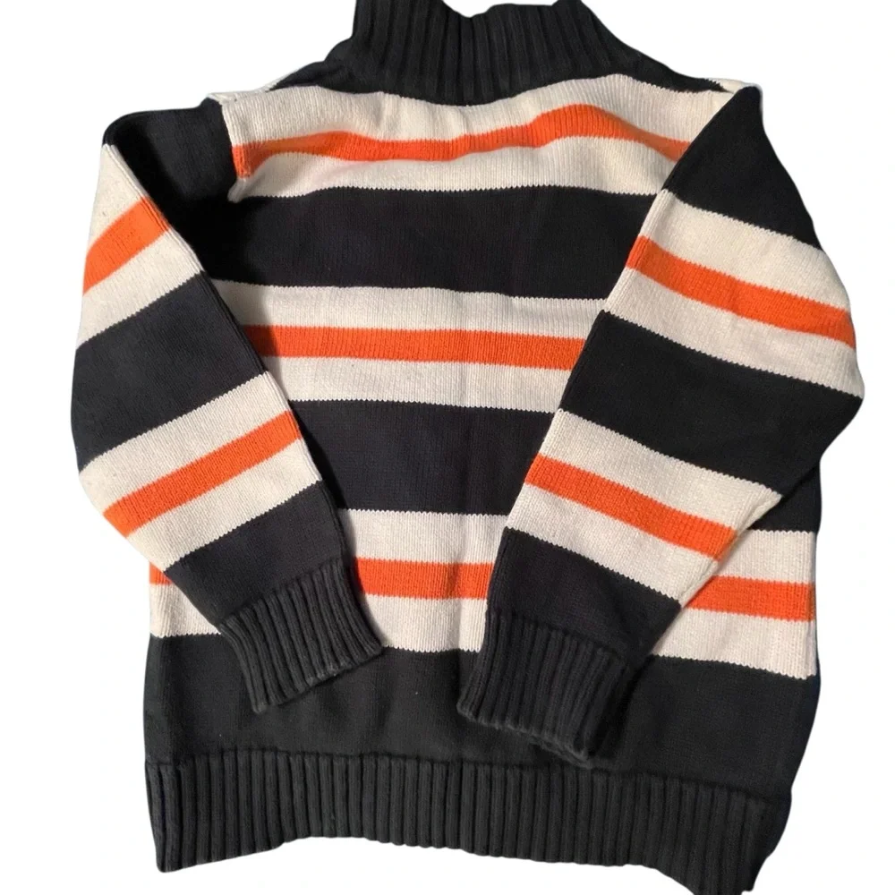 Gymboree  1/4 Zip Knit Sweater - Navy Blue, White and Orange size 3 Boys EUC